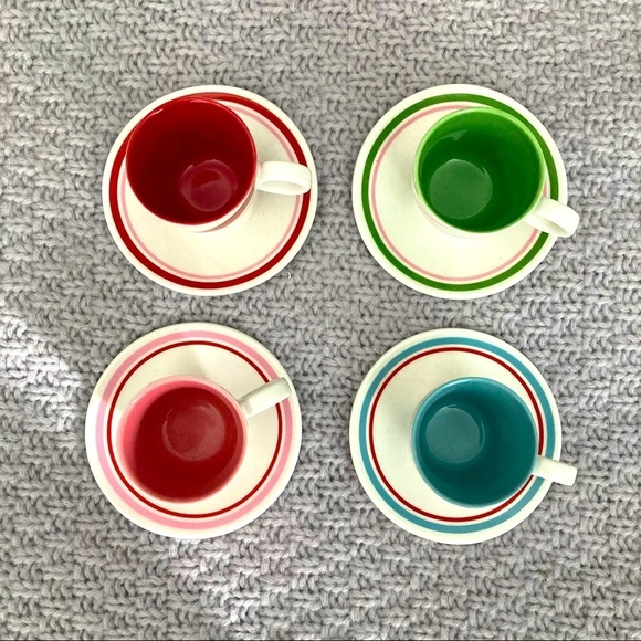 STARBUCKS Espresso 2007  Candy Cane Motif Set of 4 - Picture 1 of 4